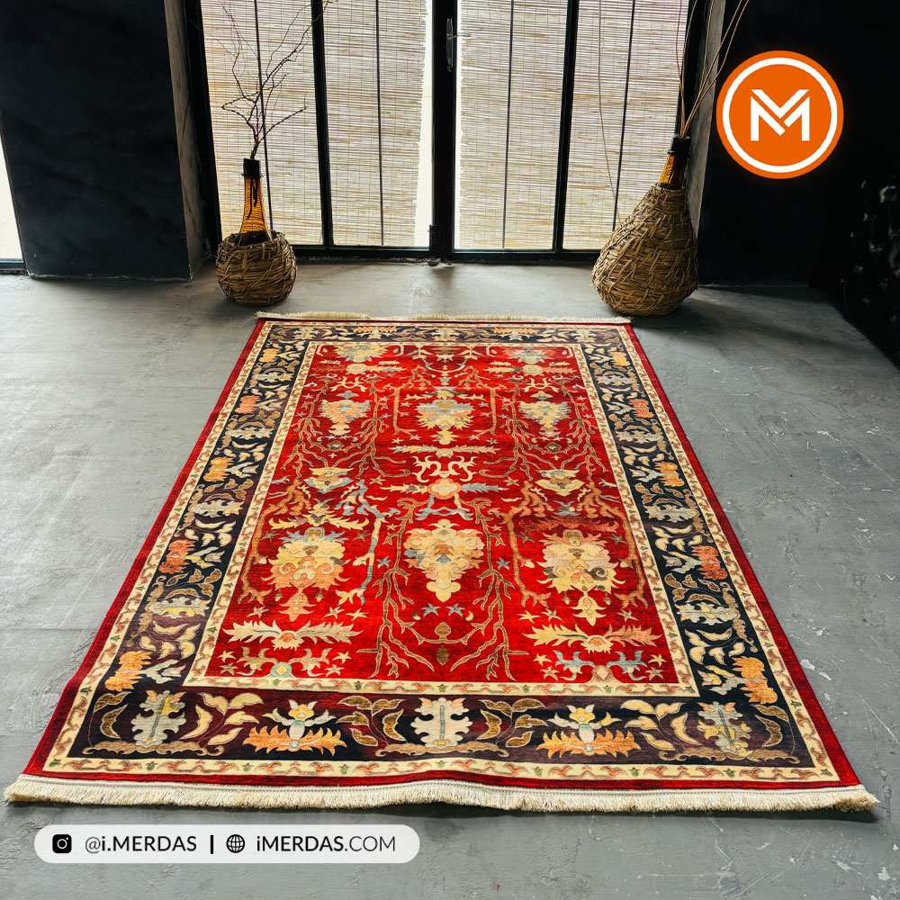 فرش کهنه نما کد 22225 زمینه تمام رنگ